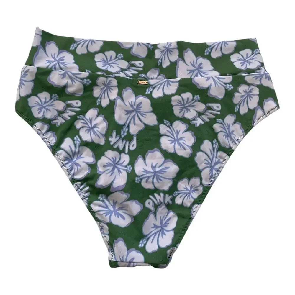 VICTORIA'S SECRET Pink Women's Crossover High-Rise Bikini Bottom Floral Large